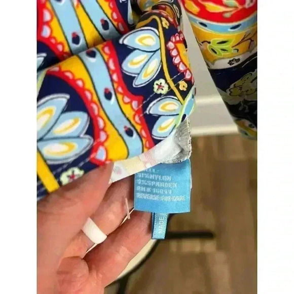 J. Mclaughlin Geometric Catalina Cloth Blouse S Colorful 3/4 Sleeve Spandex - Picture 10 of 12